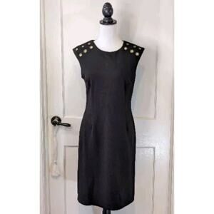VTG Karin Stevens Classic Little Black Dress S Brass Grommets Sleeveless Stretch